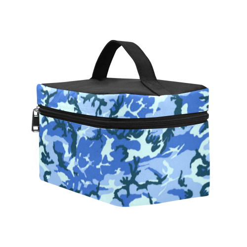 Woodland Blue Camouflage Cosmetic Bag/Large (Model 1658)