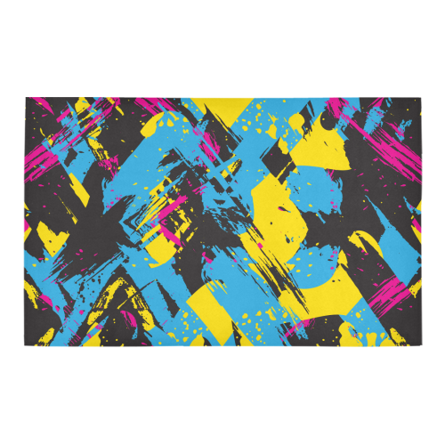 Colorful paint stokes on a black background Bath Rug 20''x 32''