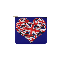 Union Jack British UK Flag Heart Blue Carry-All Pouch 6''x5''