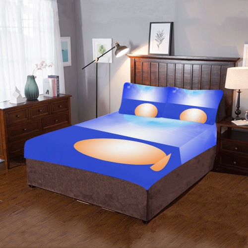 Blue & Orange 3-Piece Bedding Set