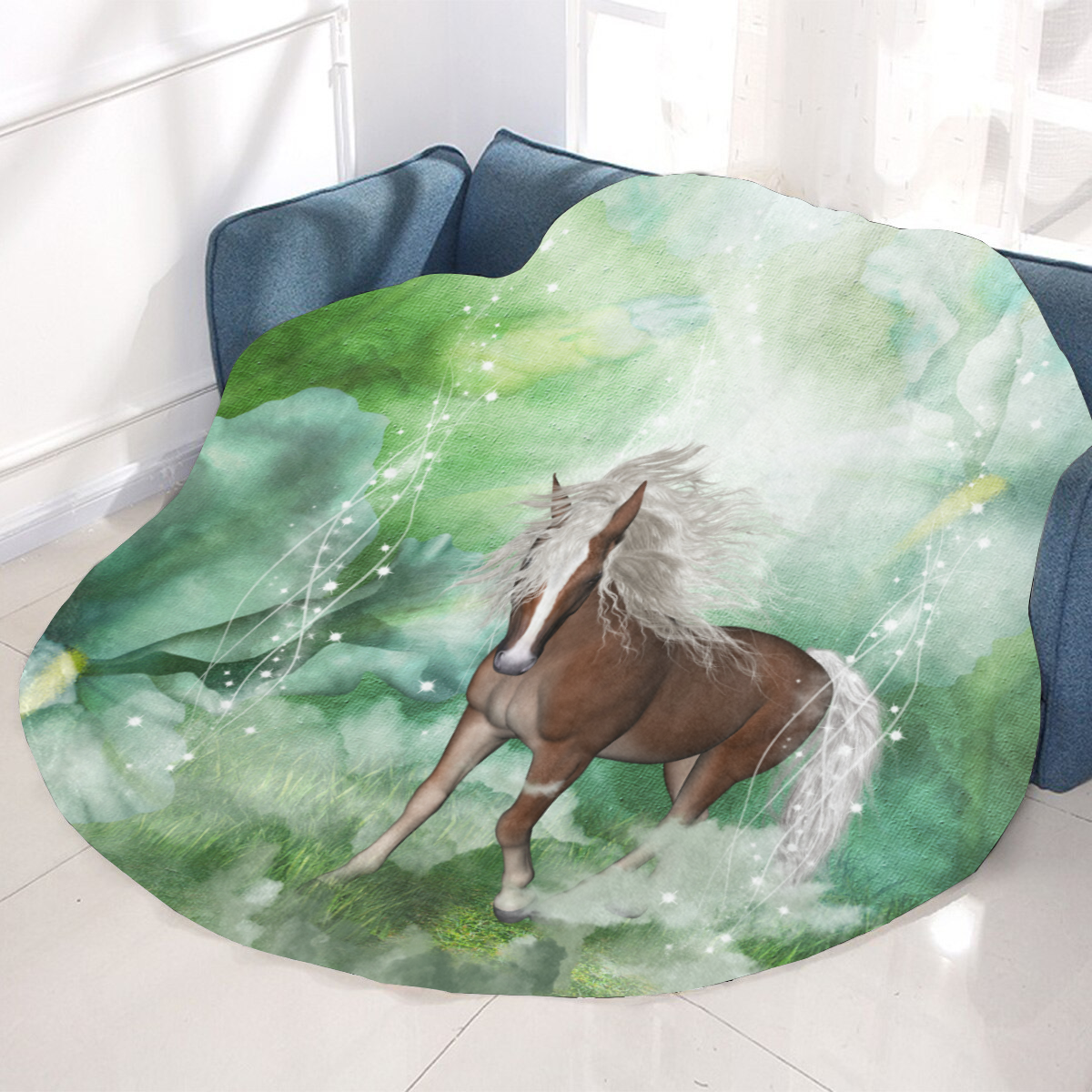 Horse in a fantasy world Circular Ultra-Soft Micro Fleece Blanket 60"