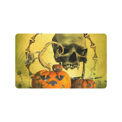 Halloween, funny pumpkins with skull Doormat 30"x18" (Black Base)
