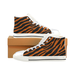 Ripped SpaceTime Stripes - Orange High Top Canvas Women's Shoes/Large Size (Model 017)