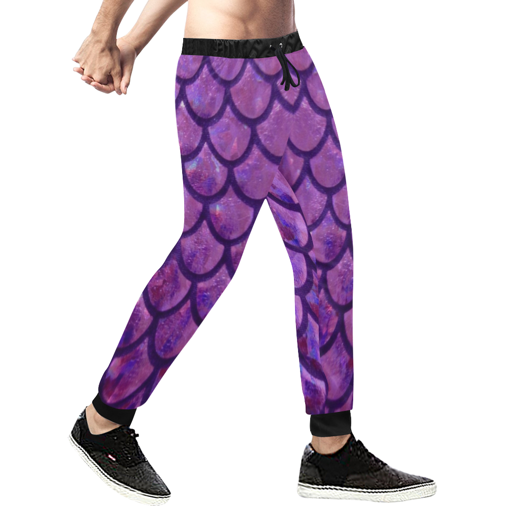 Mermaid SCALES Purple Men's All Over Print Sweatpants (Model L11)