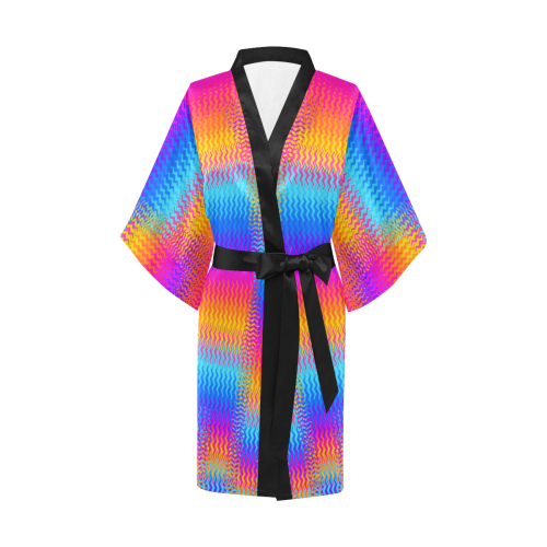 Psychedelic Rainbow Heat Waves Kimono Robe