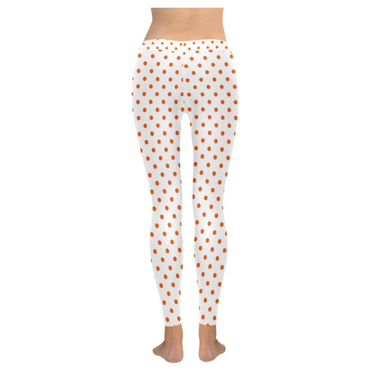 Tangerine Orange Polka Dots Women's Low Rise Leggings (Invisible Stitch) (Model L05)