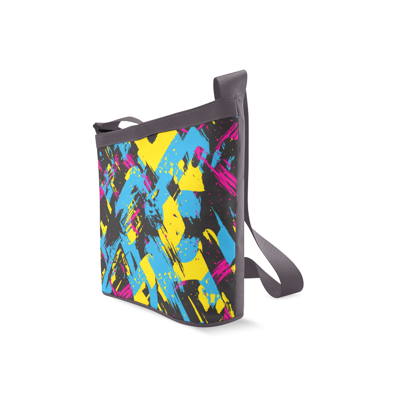 Colorful paint stokes on a black background Crossbody Bags (Model 1613)
