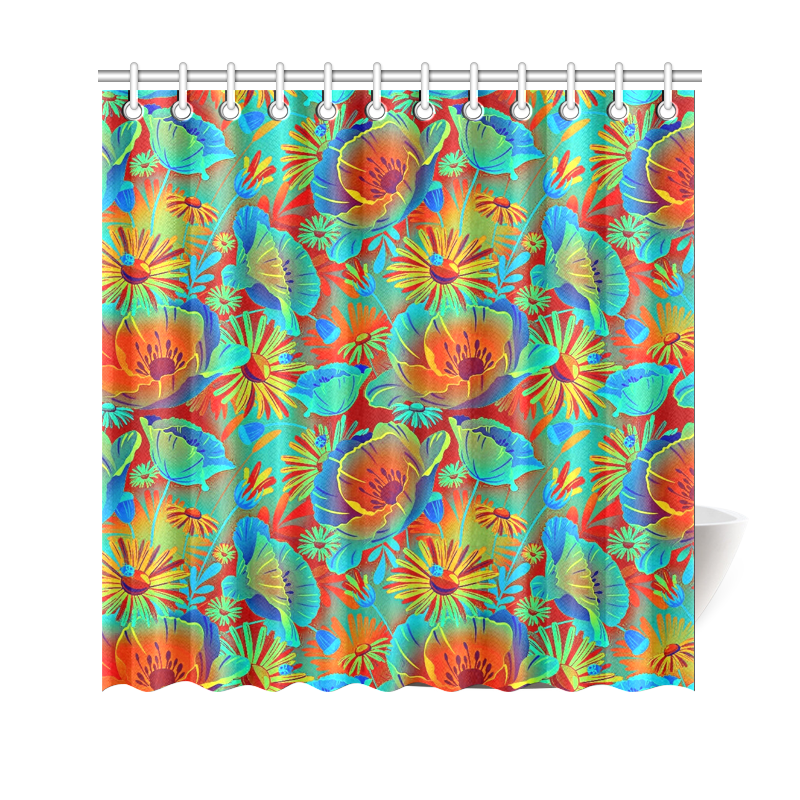 bright tropical floral Shower Curtain 69"x70"