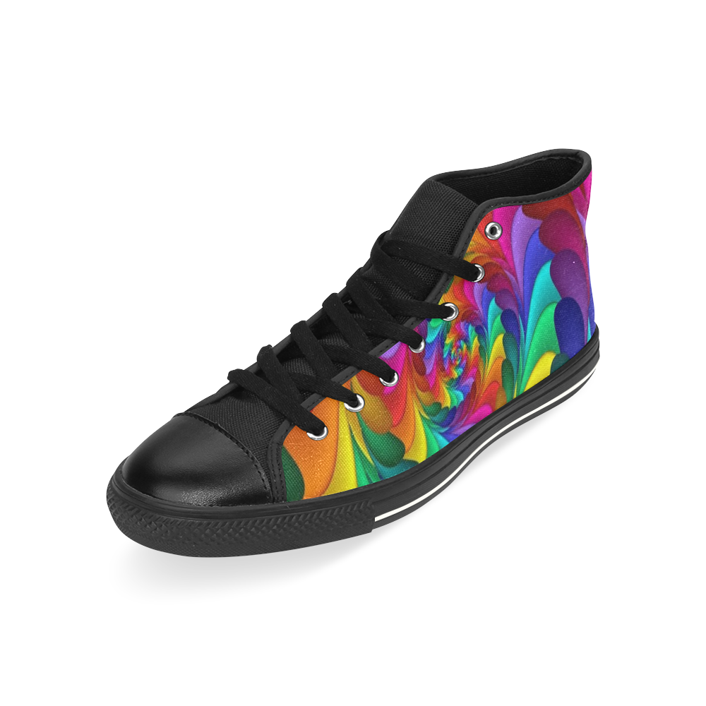 RAINBOW CANDY SWIRL High Top Canvas Shoes for Kid (Model 017)