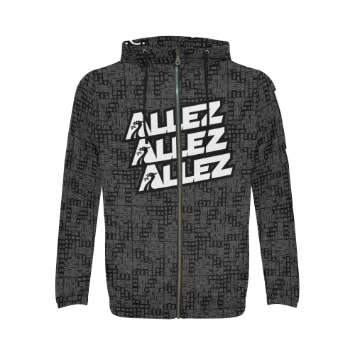 Allez Allez Allez Black All Over Print Full Zip Hoodie for Men/Large Size (Model H14)