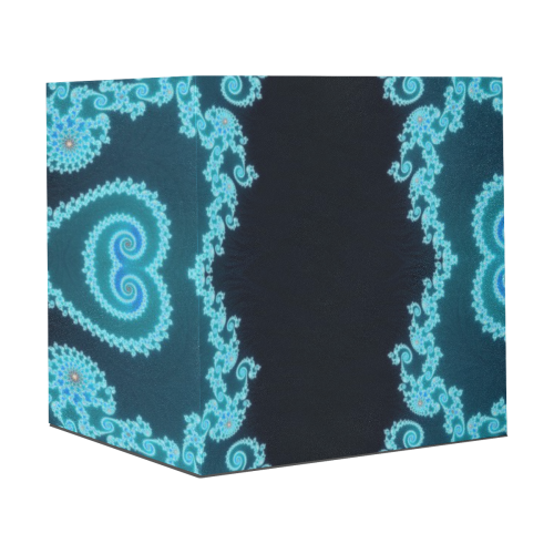 Sky Blue and Black Hearts Lace Fractal Abstract Gift Wrapping Paper 58"x 23" (1 Roll)