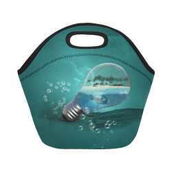 Awesome light bulb with island Neoprene Lunch Bag/Small (Model 1669)
