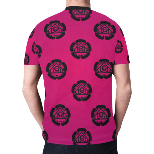 Kamon Pattern Warm Fucsia New All Over Print T-shirt for Men (Model T45)