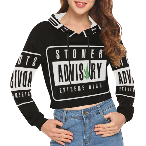 Stoner Advisory Cropped Hoodie All Over Print Crop Hoodie for Women (Model H22)