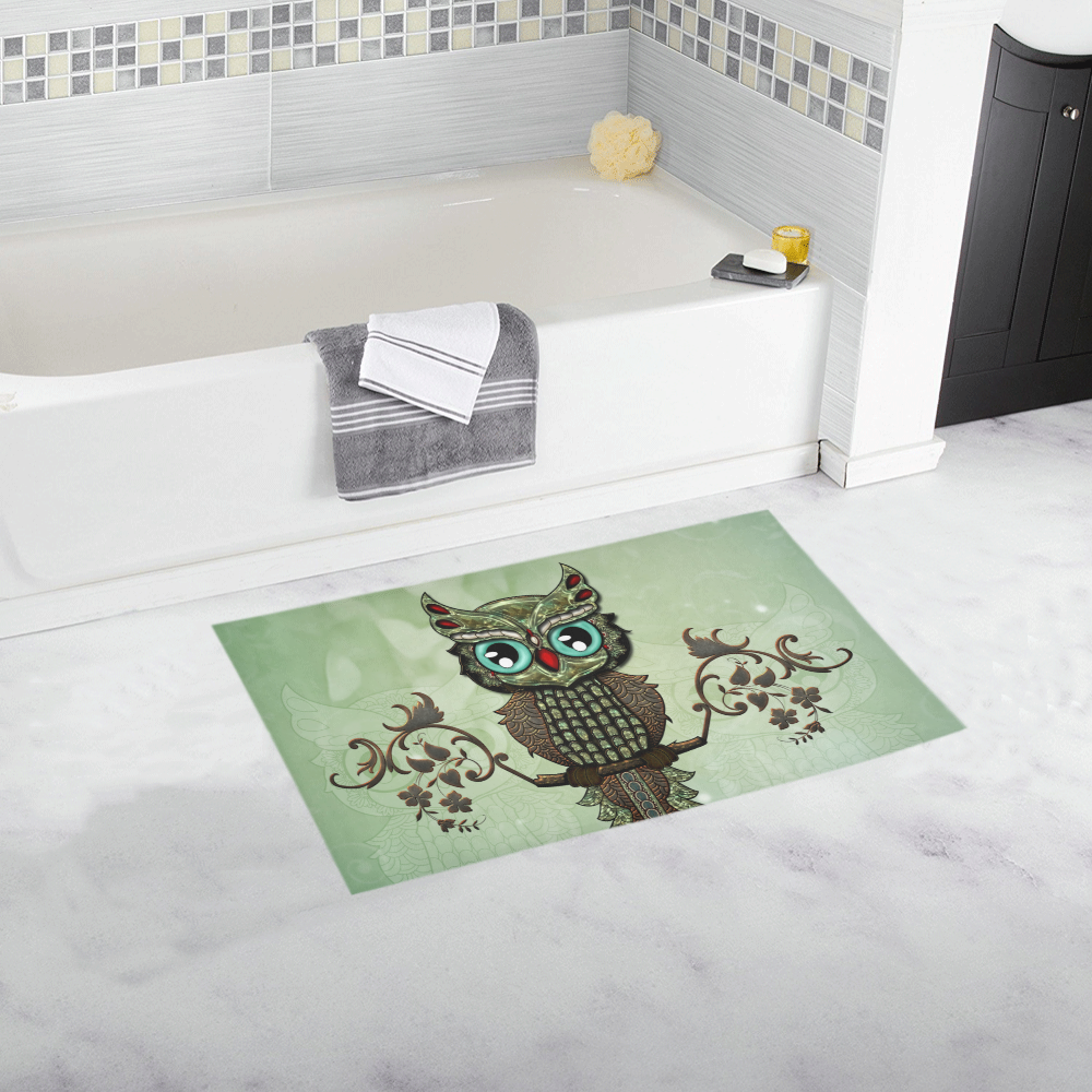 Wonderful owl, diamonds Bath Rug 16''x 28''