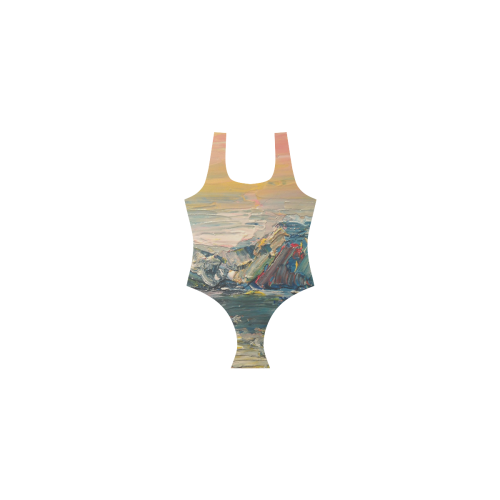 Mountains painting Vest One Piece Swimsuit (Model S04)