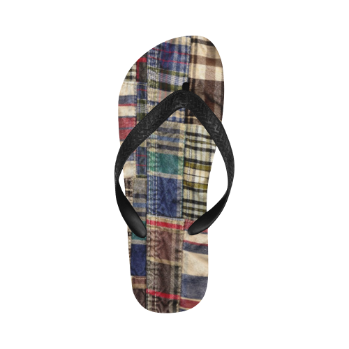 patchwork plaid tartan Flip Flops for Men/Women (Model 040)