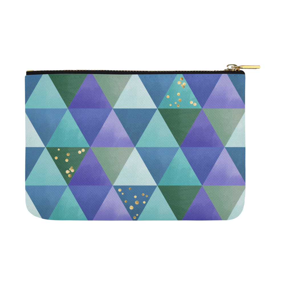 Triangle Pattern - Blue Violet Teal Green Carry-All Pouch 12.5''x8.5''