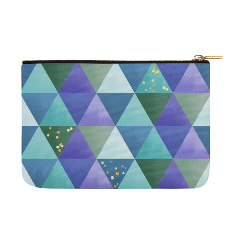 Triangle Pattern - Blue Violet Teal Green Carry-All Pouch 12.5''x8.5''