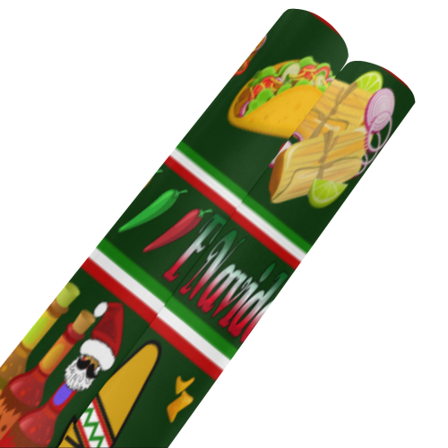 Feliz Navidad Ugly Sweater on Green Gift Wrapping Paper 58"x 23" (2 Rolls)