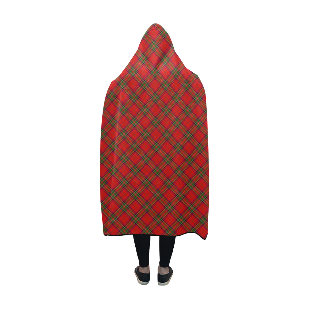 Red Tartan Plaid Pattern Hooded Blanket 60''x50''