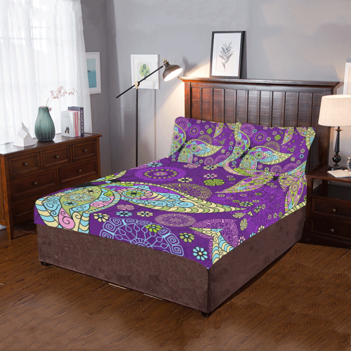 Colorful Butterflies and Flowers V5 3-Piece Bedding Set