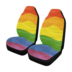 Gay Pride - Rainbow Flag Waves Stripes 3 Car Seat Covers (Set of 2)