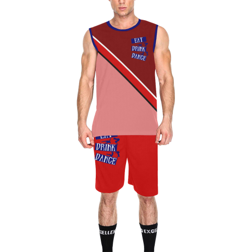 Break Dancing Blue /  Red All Over Print Basketball Uniform
