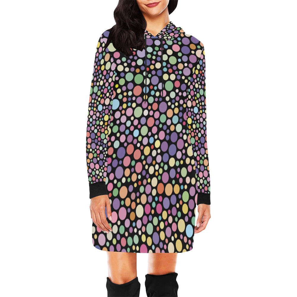 Colorful dot pattern All Over Print Hoodie Mini Dress (Model H27)