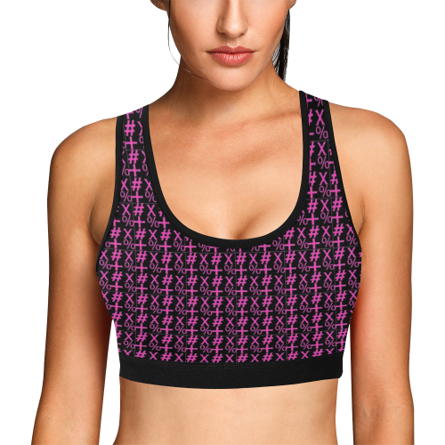 NUMBERS Collection Symbols Pink Women's All Over Print Sports Bra (Model T52)