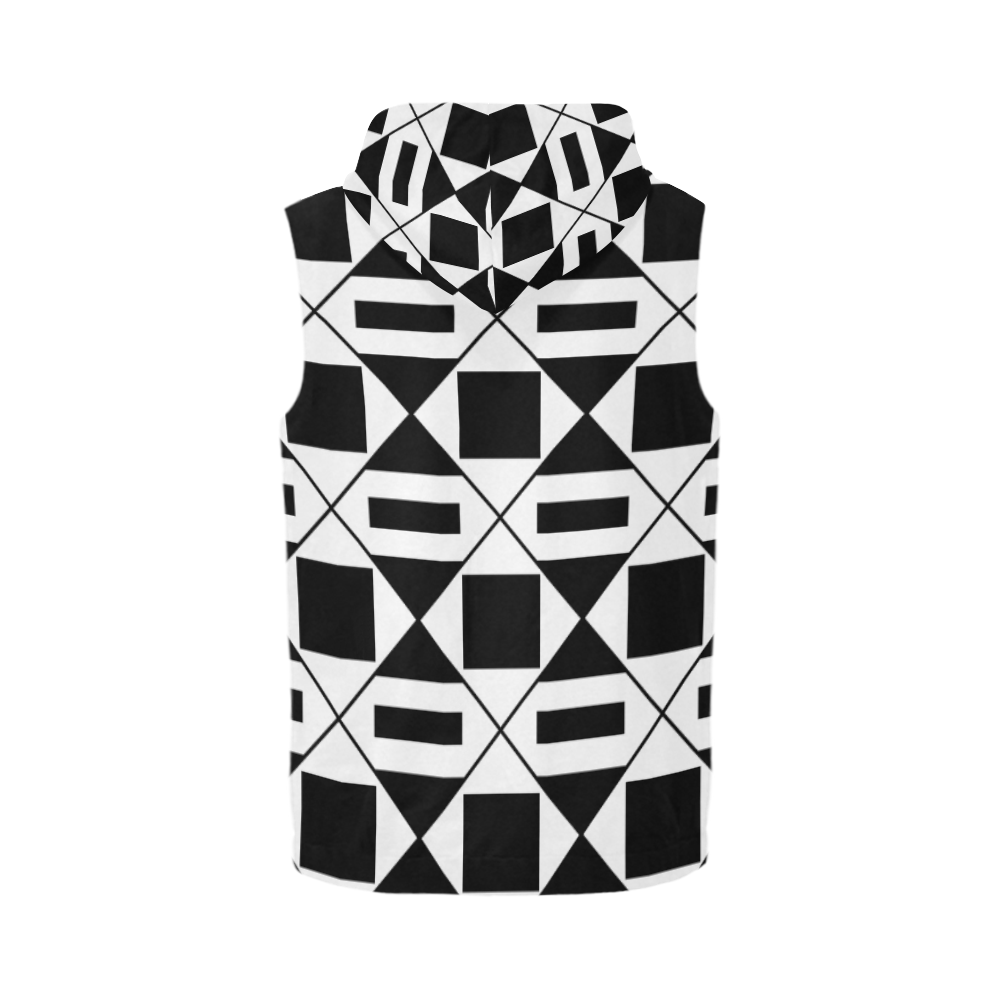 Abstract geometric pattern - black and white. All Over Print Sleeveless Zip Up Hoodie for Men (Model H16)