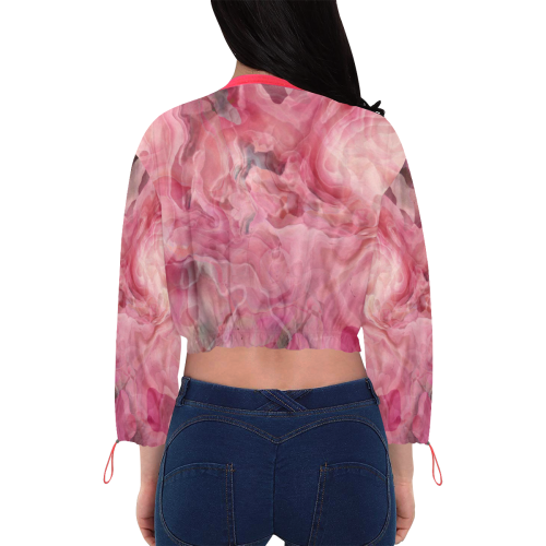 rose abstract 20 Cropped Chiffon Jacket for Women (Model H30)