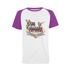Las Vegas Welcome Sign / Purple Men's Raglan T-shirt Big Size (USA Size) (Model T11)