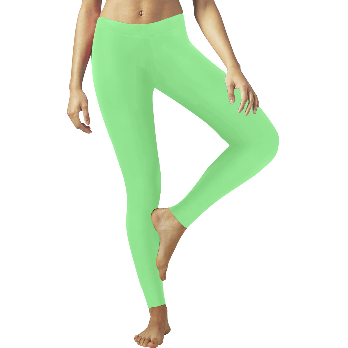 color pale green Women's Low Rise Leggings (Invisible Stitch) (Model L05)