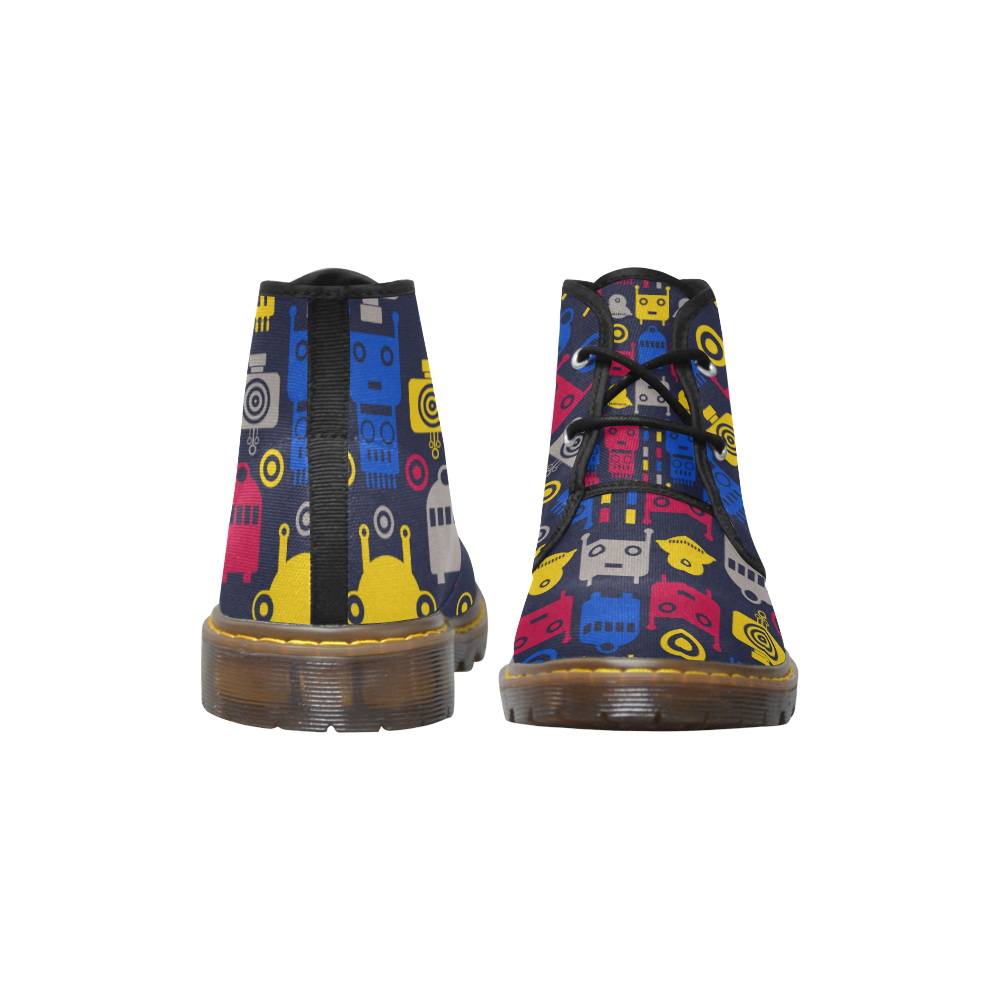 Cartoon Robots Women's Canvas Chukka Boots/Large Size (Model 2402-1)