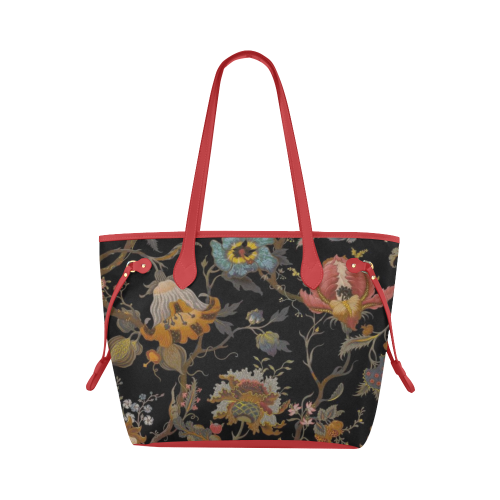 Dark Floral Clover Canvas Tote Bag (Model 1661)