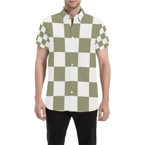 Alli Two-Tone Plaid Men's All Over Print Short Sleeve Shirt (Model T53)
