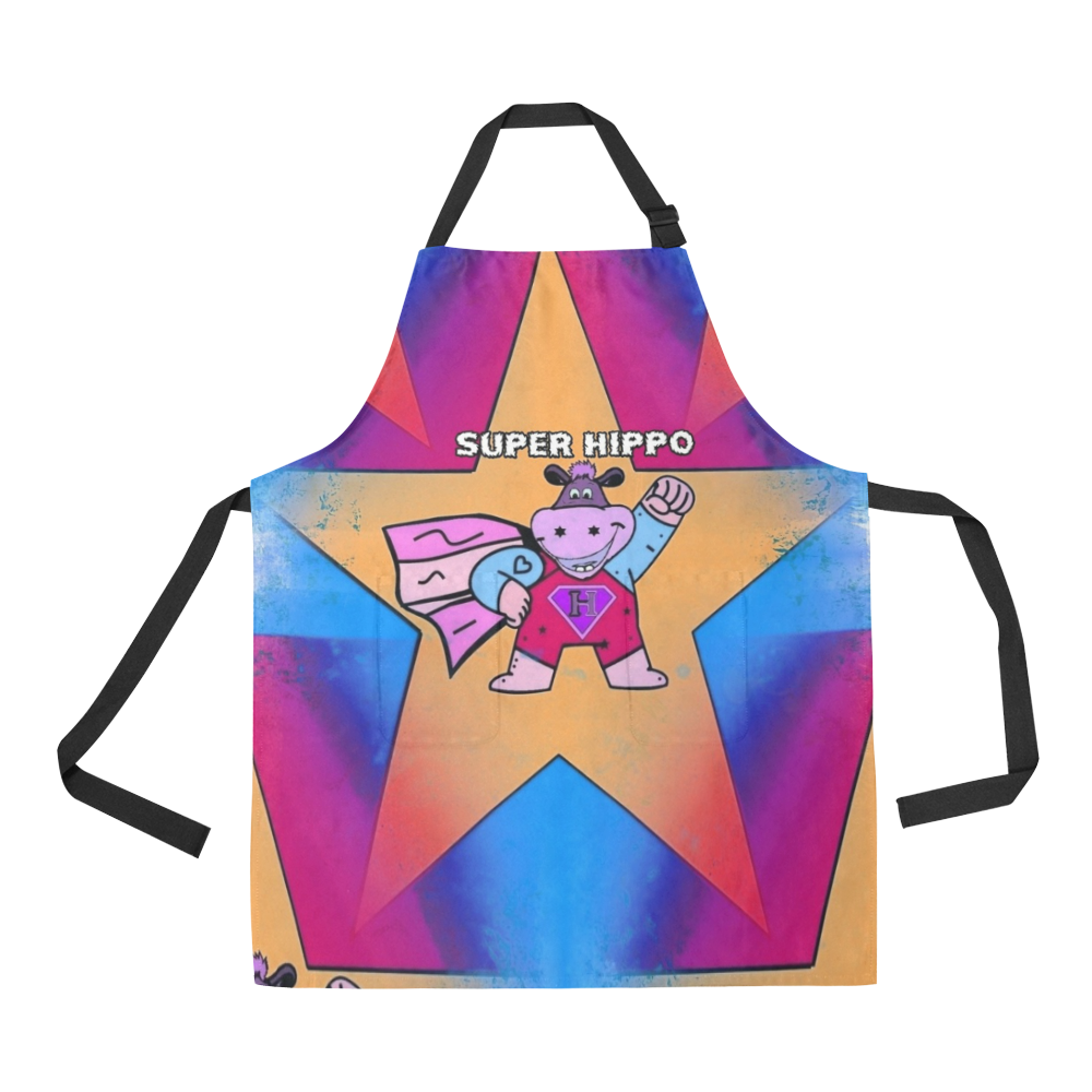 Super Hippo Popart by Nico Bielow All Over Print Apron