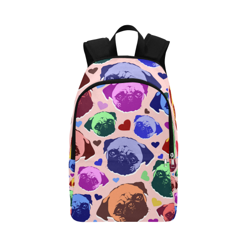 Pug Puppy Dog Love Hearts Fabric Backpack for Adult (Model 1659)