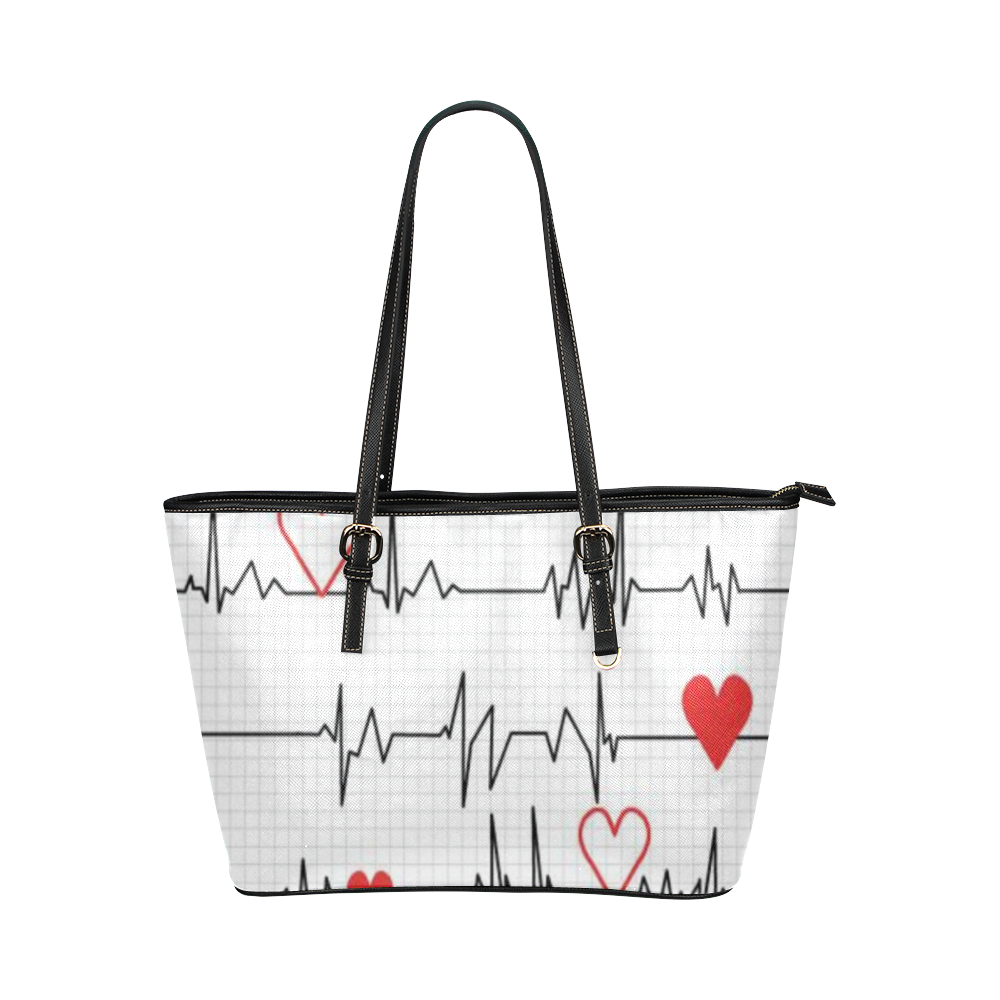 Ekg Leather Tote Bag/Small (Model 1651)