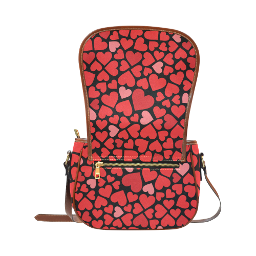 Hearts Pattern Saddle Bag/Small (Model 1649) Full Customization