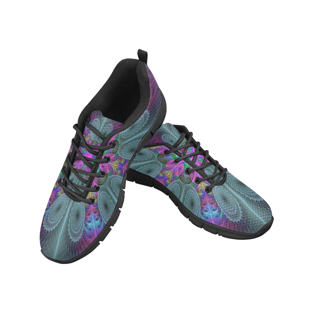 Mandala From Center Colorful Spiritual Fractal Art With Pink Women's Breathable Running Shoes/Large (Model 055)