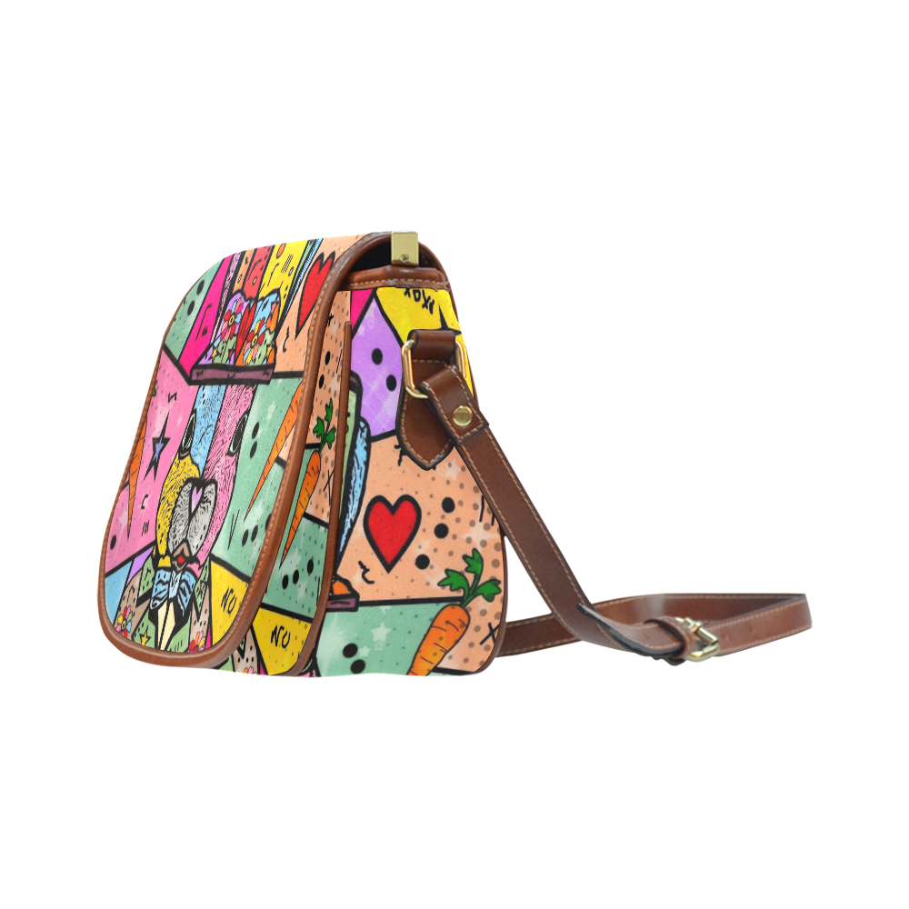 Bunny Popart by Nico Bielow Saddle Bag/Large (Model 1649)