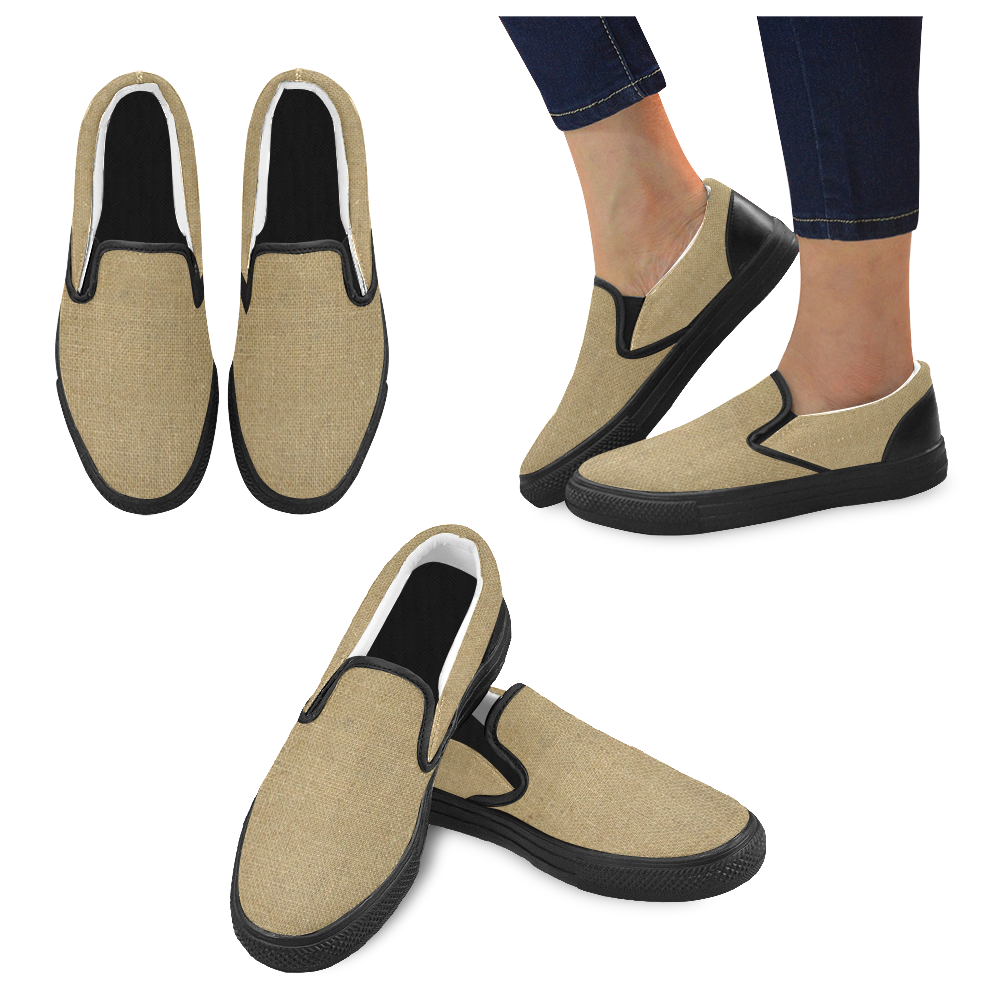 Burlap Coffee Sack Slip-on Canvas Shoes for Men/Large Size (Model 019)