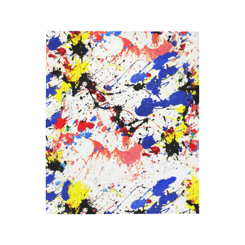 Blue and Red Paint Splatter Quilt 50"x60"