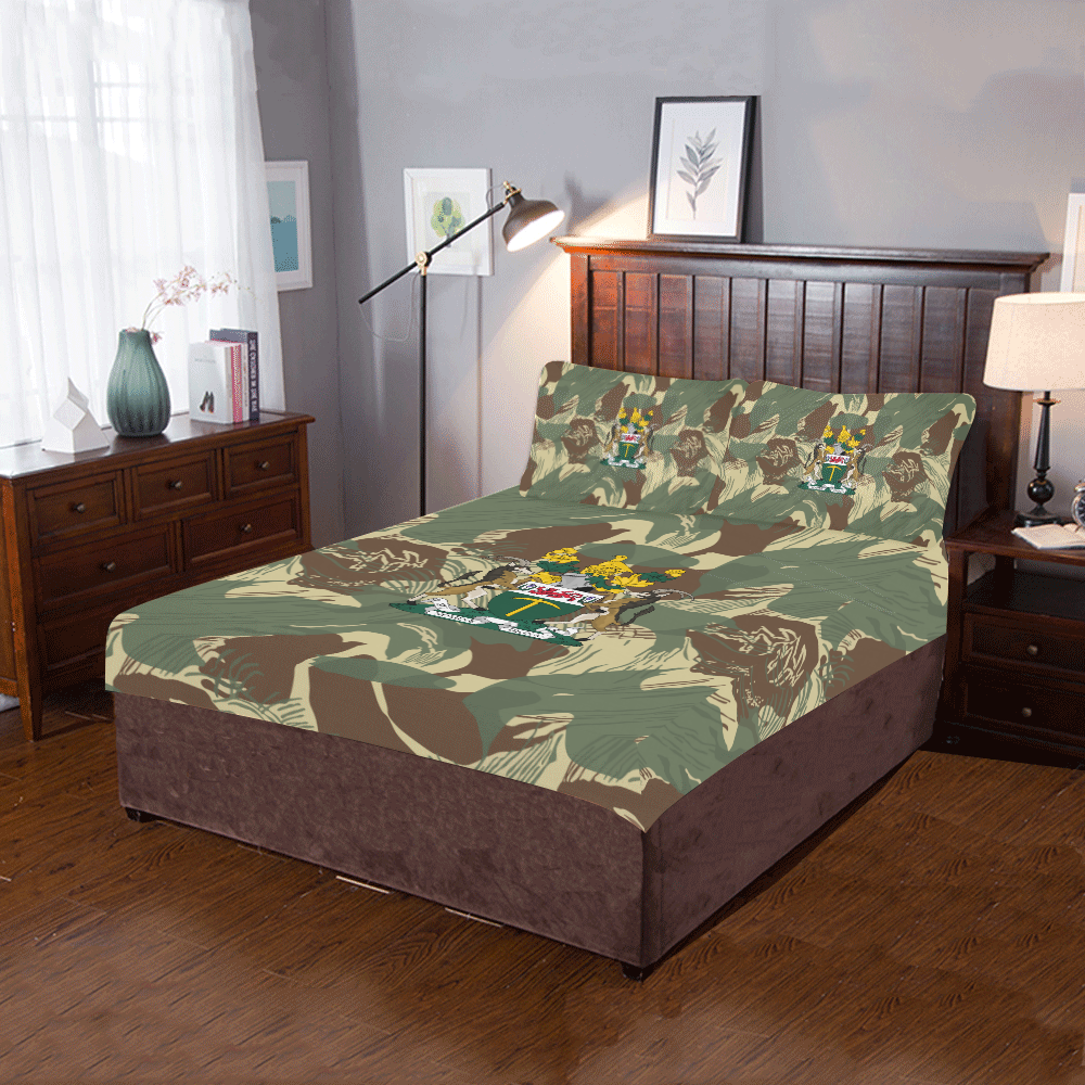 Rhodesian Coat of arms on Brushstrokes Camouflage V2 3-Piece Bedding Set