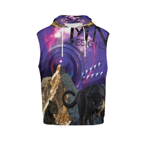 MN Designz Panther All Over Print Sleeveless Hoodie for Men (Model H15)
