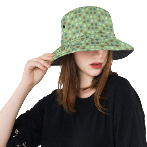 green brown  eggs on green All Over Print Bucket Hat