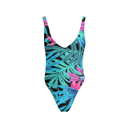 Pretty Leaves 4A by JamColors Sexy Low Back One-Piece Swimsuit (Model S09)