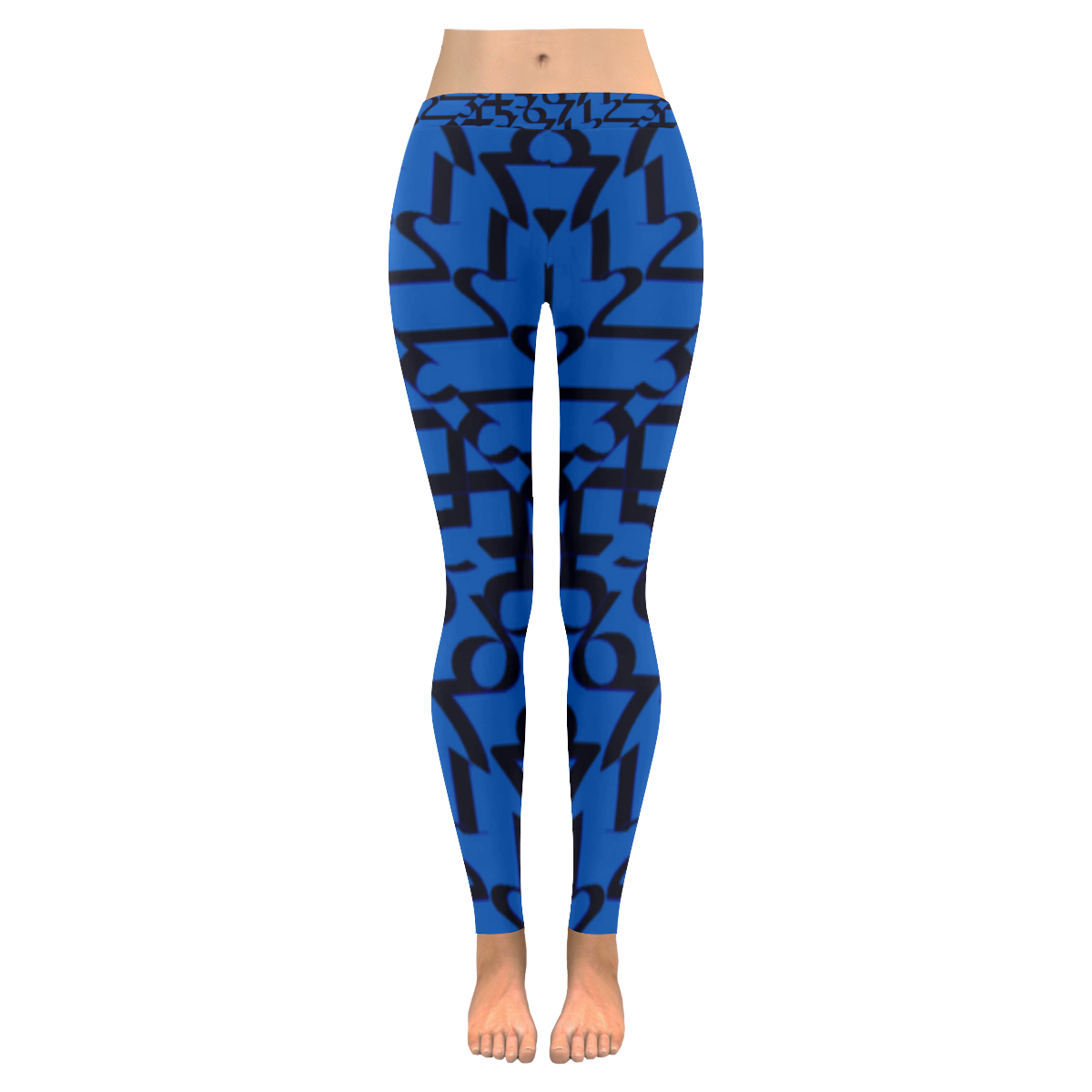 NUMBERS Collection 1234567 Blueberry/Black Women's Low Rise Leggings (Invisible Stitch) (Model L05)